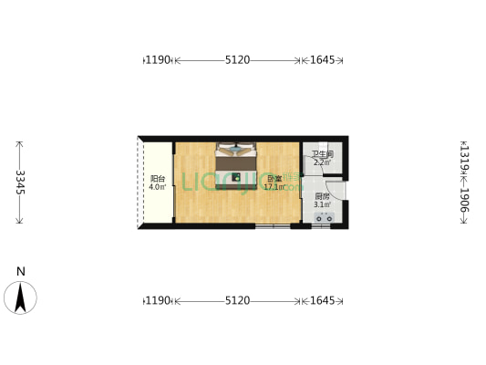 华宇大厦 1室0厅1卫 38平方