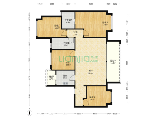 龙湖景粼天著花千树 4室1厅2卫 127平方