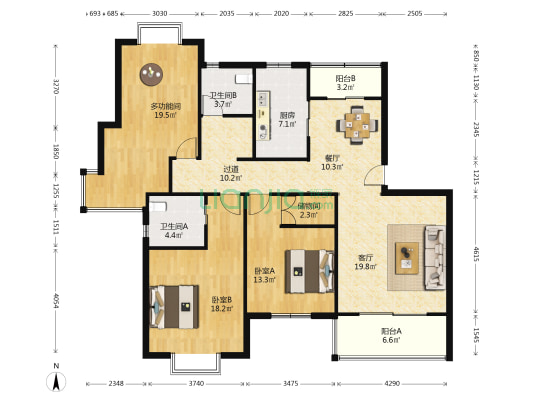 紫竹华庭 3室2厅2卫 146平方