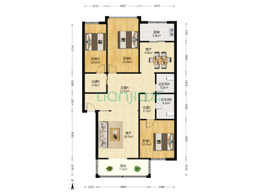 崇福世纪大道 3室2厅2卫 140平方
