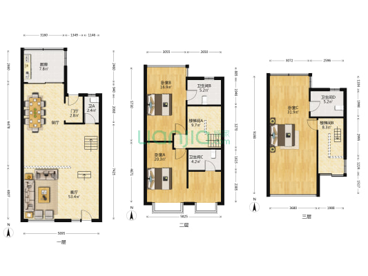 大华锦绣华城(十八街区)(别墅) 3室1厅4卫 185平方