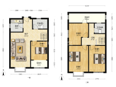 此房南北 向 带装修 4居 上下两层 75平+75平-涿州鹏渤印象城牛津花园户型图