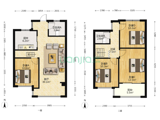 阳光城翡丽公园 4室1厅2卫 105平方