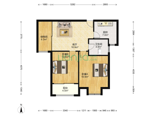 罗马假日 2室1厅1卫 97平方