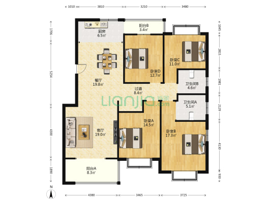 桃清苑 4室2厅2卫 153平方