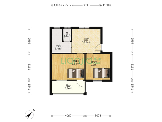 兵房雅苑 2室1厅1卫 54平方