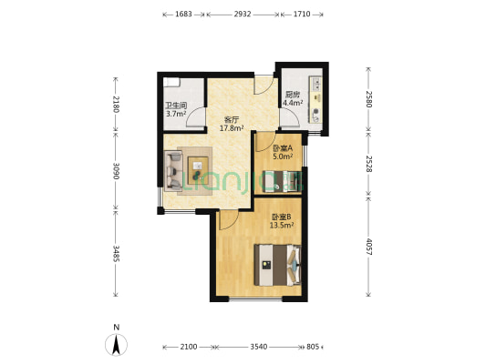 锦榭园 2室1厅1卫 60平方