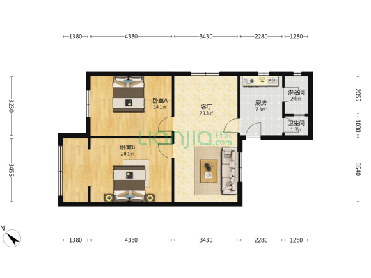 永泰巷32号 2室1厅2卫 82平方