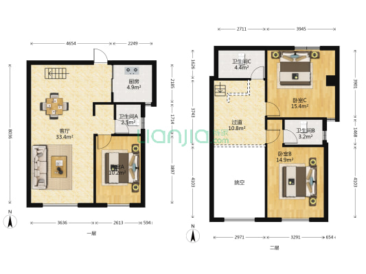万科金融港 3室1厅3卫 70平方