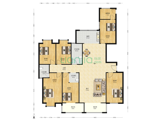 宇泰佳苑 6室1厅3卫 316平方