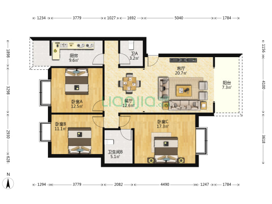 锦绣天居 3室2厅2卫 113平方