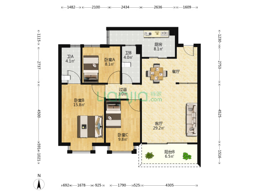教师住宅大楼（得悦楼） 3室1厅2卫 109平方