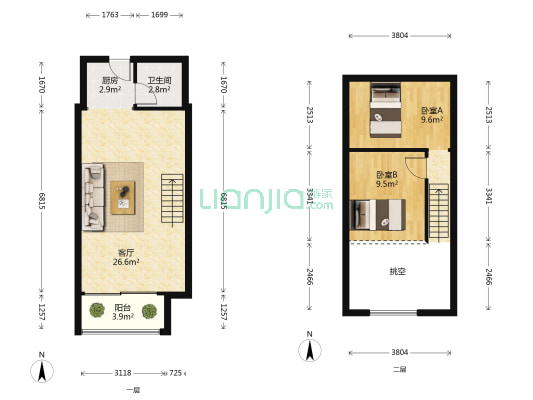 天誉花园6组团 2室1厅1卫 44平方