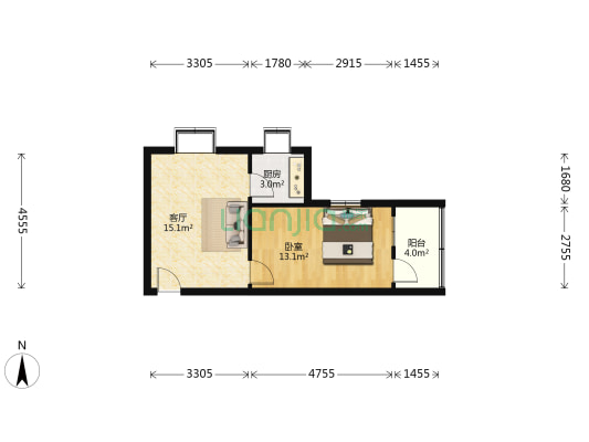 历山路69号 1室1厅0卫 45平方