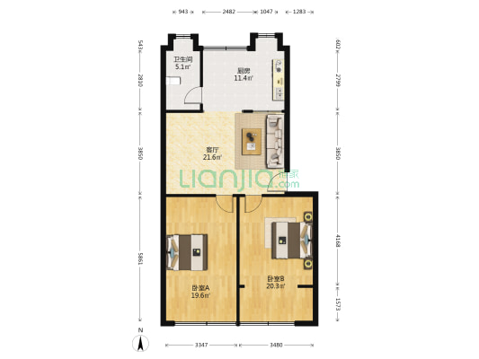 襄州六中家属院 2室1厅1卫 92平方