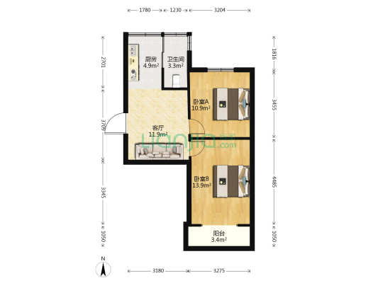 西湖巷22号 2室1厅1卫 55平方