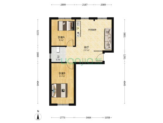 荣鼎康城D区 2室1厅1卫 64平方