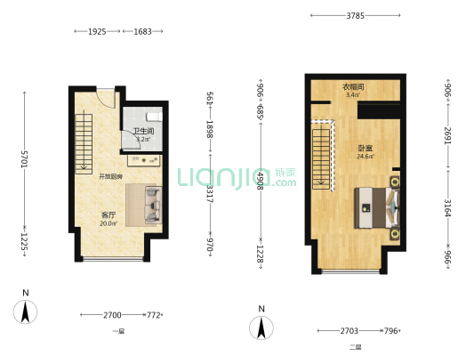 金辉环球中心（新房） 1室1厅1卫 40平方
