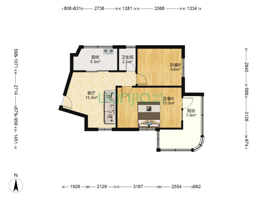 省直西苑小区 2室1厅1卫 67平方