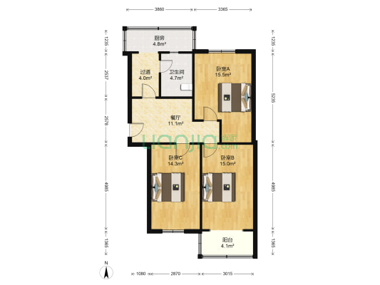 煤设院北区 3室1厅1卫 68平方