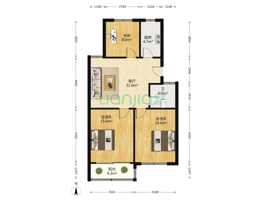 金禾商住楼 3室1厅1卫 85平方