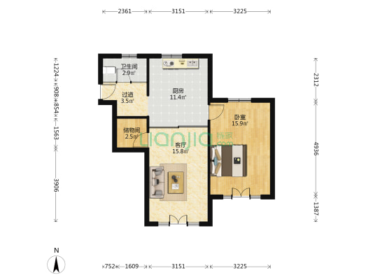 武康路69弄 1室1厅1卫 67平方