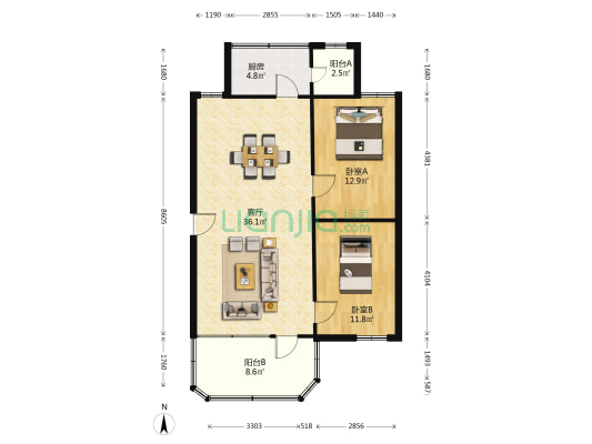 新民后街 2室1厅0卫 89平方