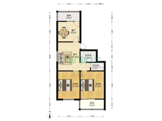 薛氏汽车大修厂家属院 2室2厅2卫 80平方