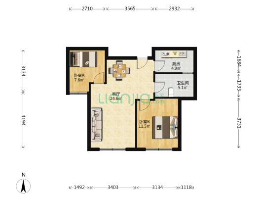 新华公寓祥和苑 2室1厅1卫 67平方