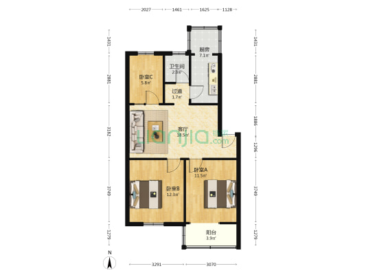 长江东路415号 3室1厅1卫 75平方