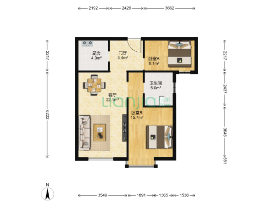 奥体公元101 2室1厅1卫 88平方