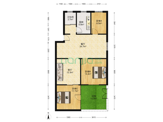 群英苑C区 3室2厅1卫 88平方