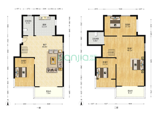 桃花园著澜院 4室1厅2卫 139平方