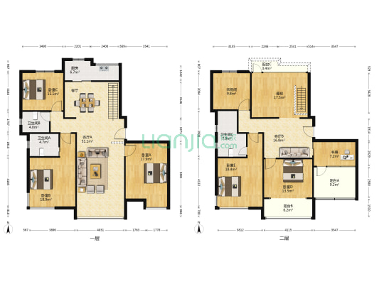九华新园 6室2厅3卫 251平方