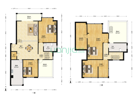 航天花园 4室1厅2卫 172平方