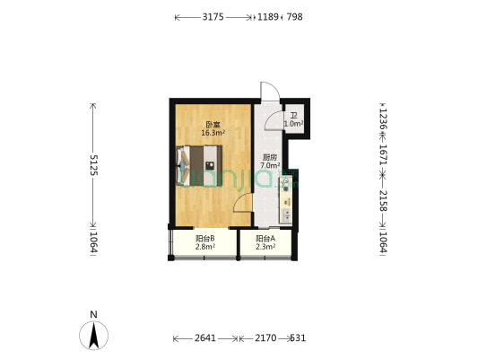 梁平楼 1室0厅1卫 28平方