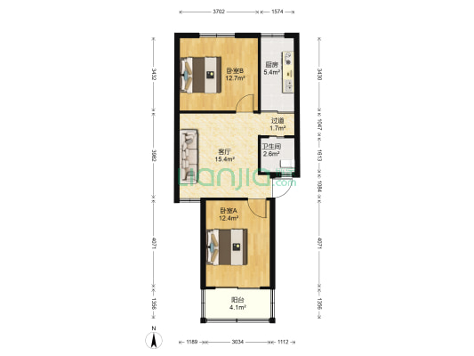 煤炭港60号 2室1厅1卫 67平方