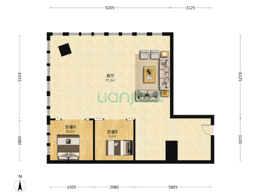 金融中心 2室1厅0卫 156平方