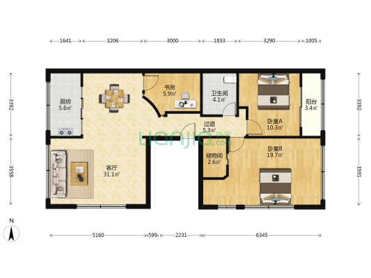 金凤路 3室1厅1卫 114平方