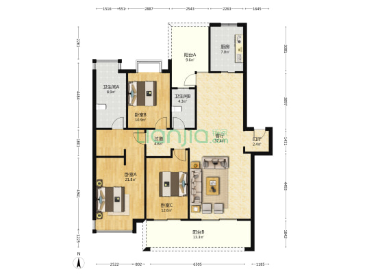 新川8号 3室1厅2卫 154平方