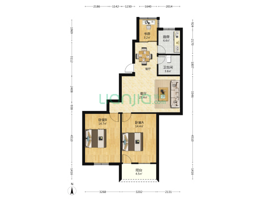 卧湖路42号 3室1厅1卫 96平方