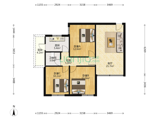 振南街 3室1厅1卫 85平方