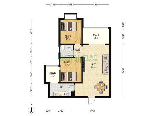凤桐雅苑 2室1厅1卫 76平方