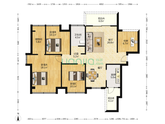 裕龙君悦 4室1厅1卫 123平方
