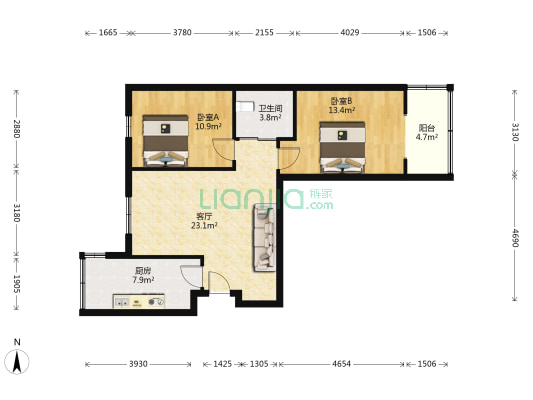 太铁佳苑 2室1厅1卫 86平方