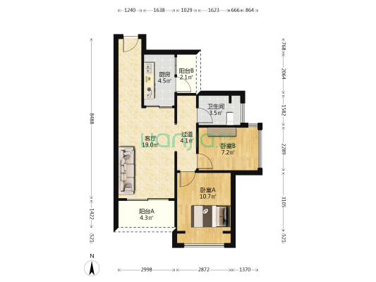 壹成中心第二区 2室1厅1卫 73平方