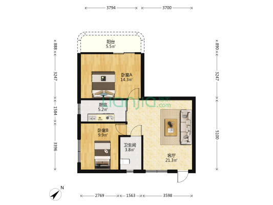 倚江楼 2室1厅1卫 72平方