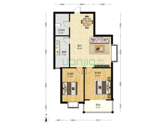 尚景佳园 2室1厅1卫 100平方