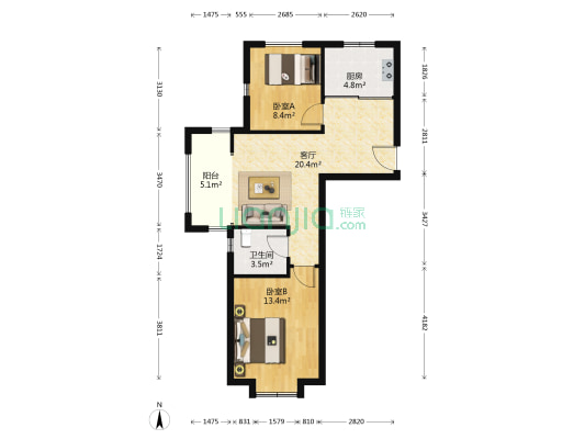 山里小区B区 2室1厅1卫 83平方