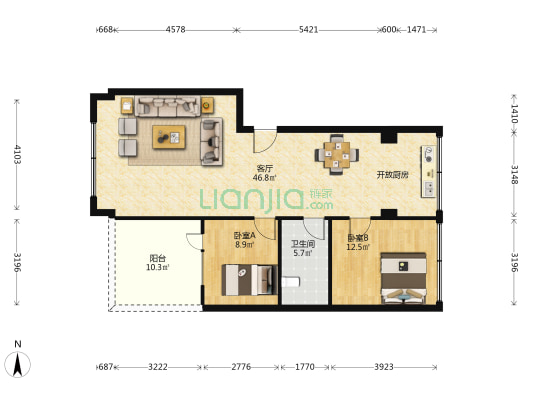芙蓉小区 2室1厅1卫 90平方